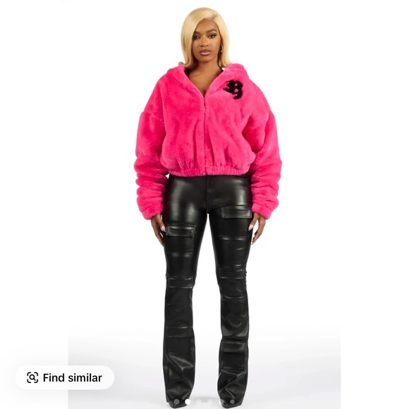 Rockstar Original Neon Pink Inany Fur Jacket - Picture 4 of 13